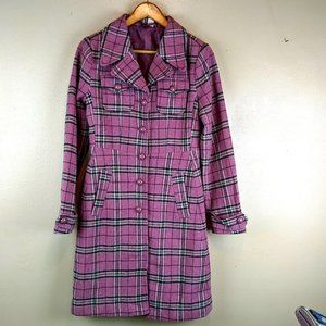 H & M Divided pink checked plaid coat S